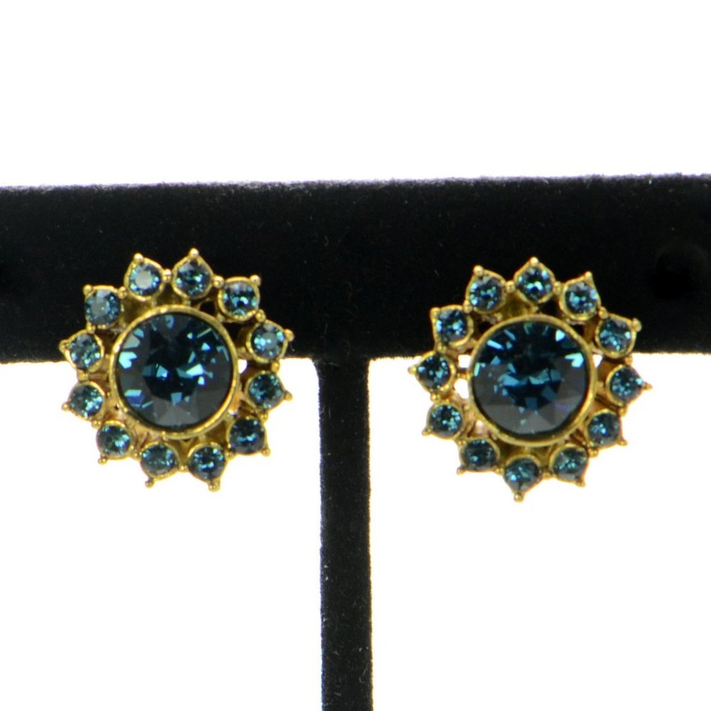 OSCAR DE LA RENTA Crystal Flower Clip-on Earrings